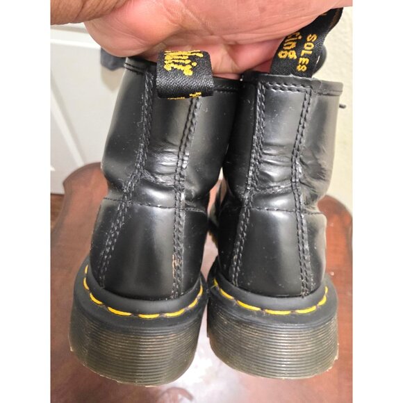 Dr. Martens Black Leather Lace-Up Boots With Iconic Yellow Stitching Durable Sol - Picture 5 of 13